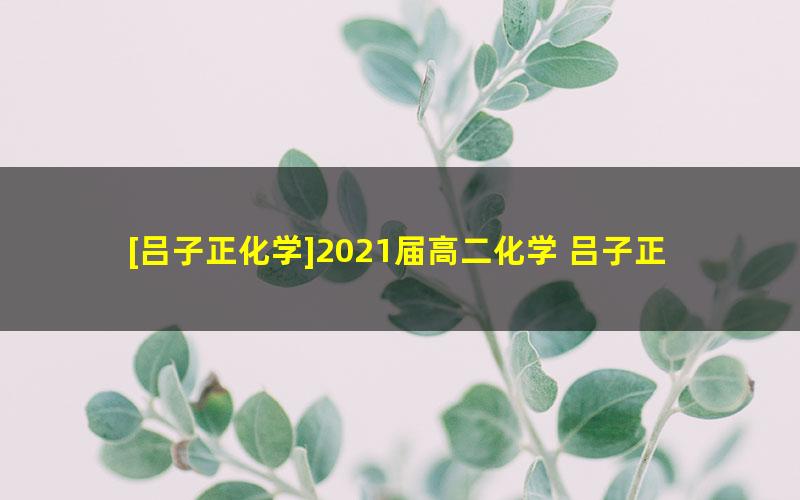 [吕子正化学]2021届高二化学 吕子正高二化学系统班-2020年暑假班