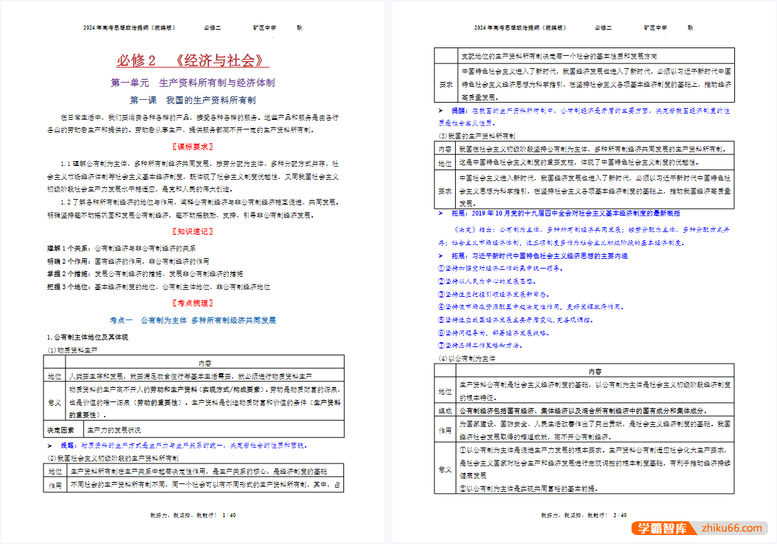 高中政治必修二《经济与社会》2024年高考政治知识提纲梳理-高中政治-第2张