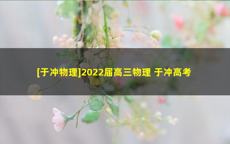 [于冲物理]2022届高三物理 于冲高考物理二轮复习（第五阶段）