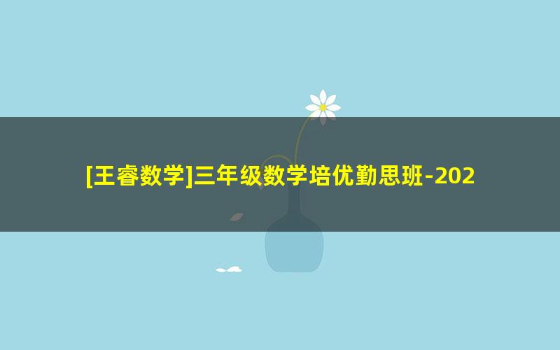 [王睿数学]三年级数学培优勤思班-2020暑期