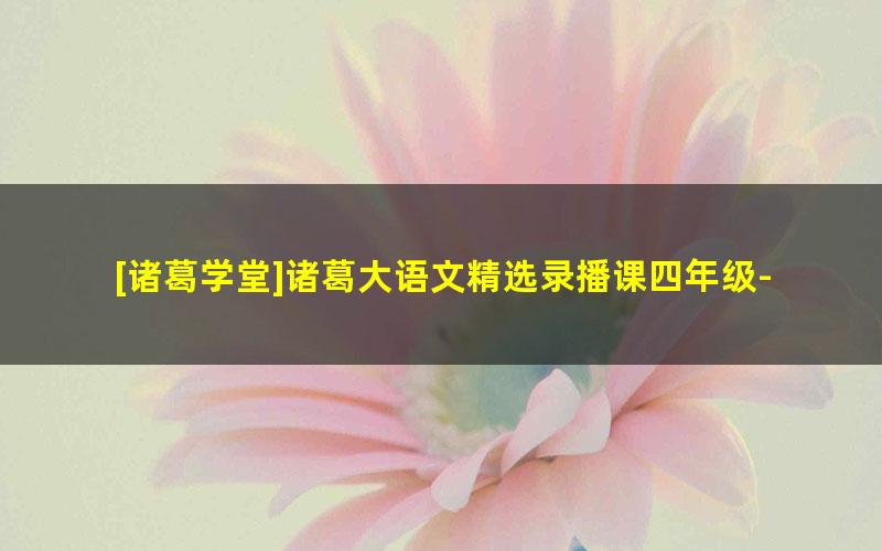 [诸葛学堂]诸葛大语文精选录播课四年级-全年班