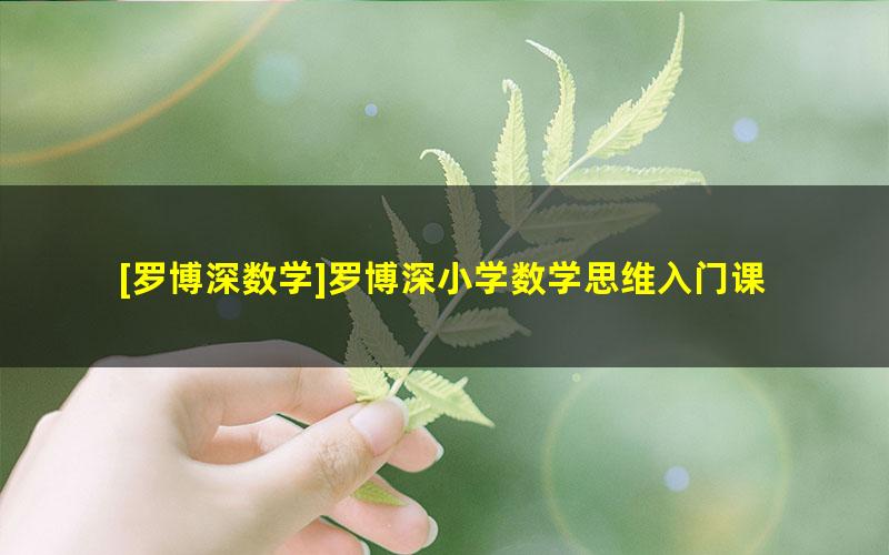 [罗博深数学]罗博深小学数学思维入门课