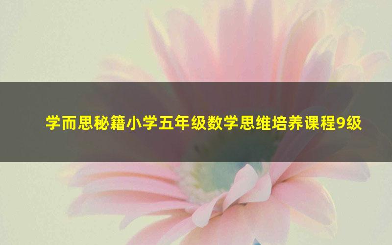 学而思秘籍小学五年级数学思维培养课程9级