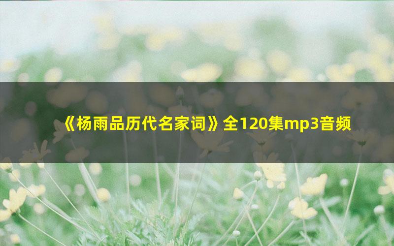 《杨雨品历代名家词》全120集mp3音频