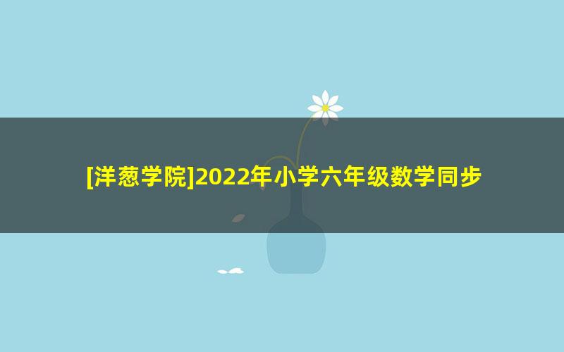 [洋葱学院]2022年小学六年级数学同步动画课程