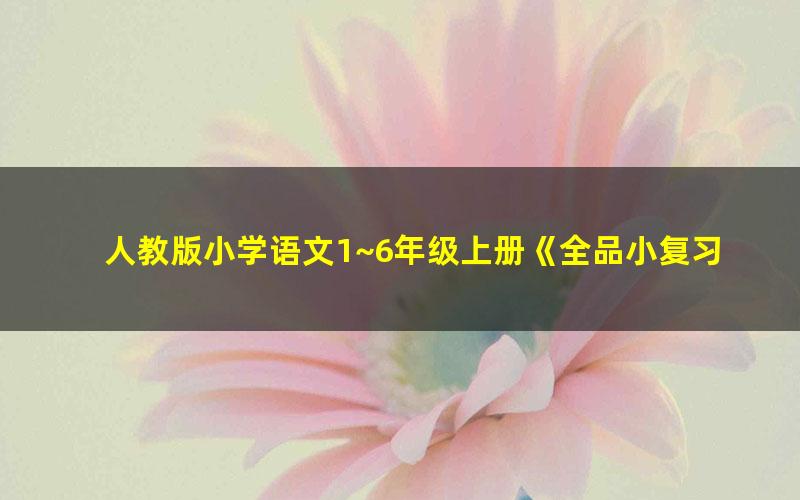 人教版小学语文1~6年级上册《全品小复习知识梳理手册A版》A版