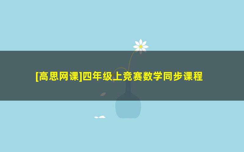 [高思网课]四年级上竞赛数学同步课程