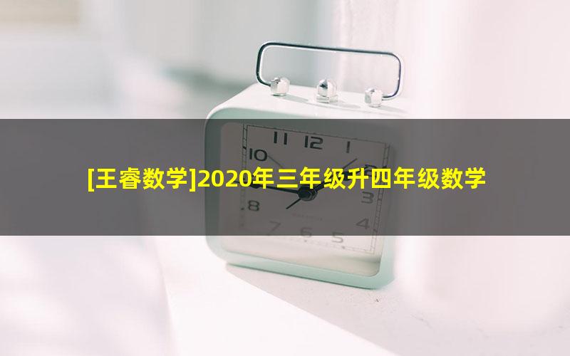 [王睿数学]2020年三年级升四年级数学暑期培训班（勤思在线）